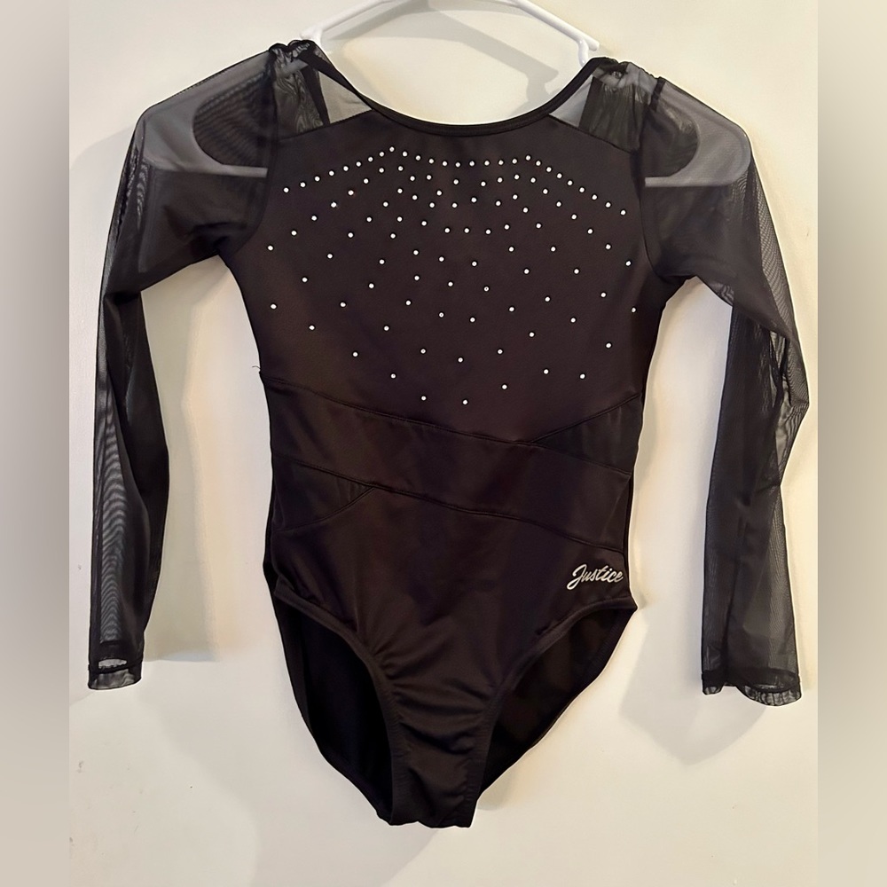 Justice black bodysuit with rhinestones. Sz 10